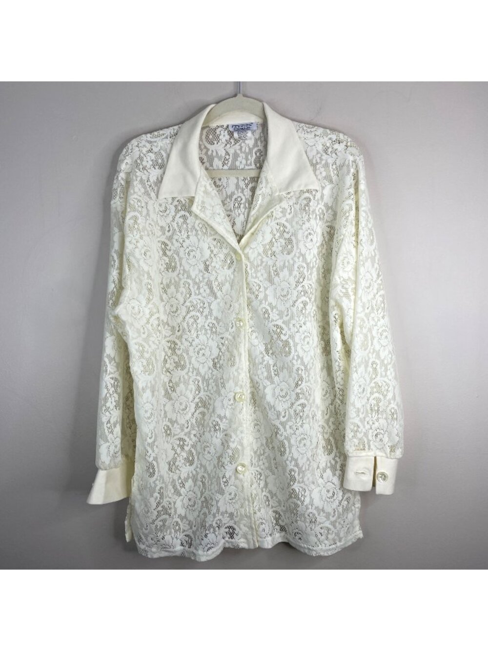 Vintage Lace Top Womens Medium Romantic Feminine Button Up Layering Coquette